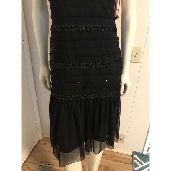 NWT $178 JS Collections Flapper Style Black Form Fitting Glittery Cocktail Dress - Picture 4 of 11